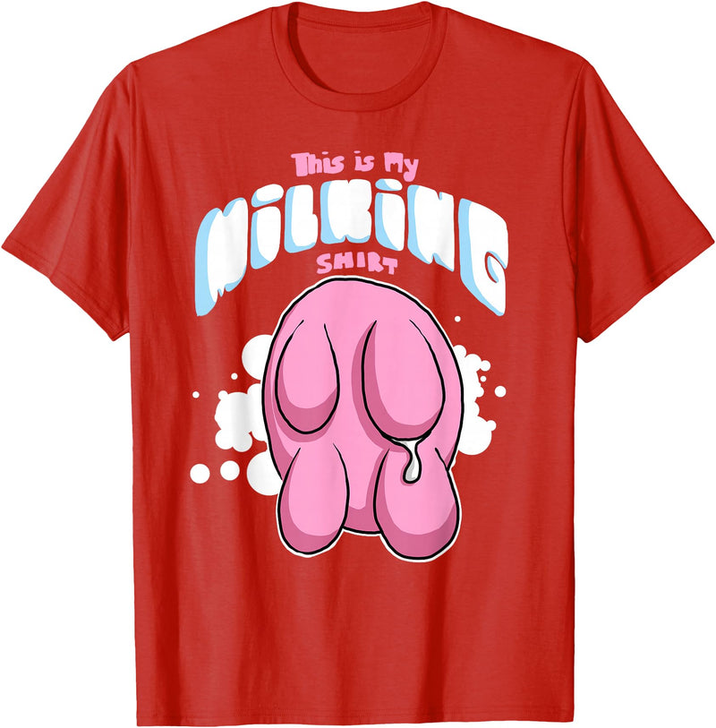 Eliaac Funny Dairy Farmers Milking Cows Womens This is My Milking Top Dairy Farming Cows Udders T-Shirt - Red