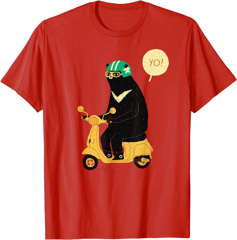 scooter bear tees Scooter Bear black bear T-shirt / taiwan bear shirt sun bear T-Shirt - Red