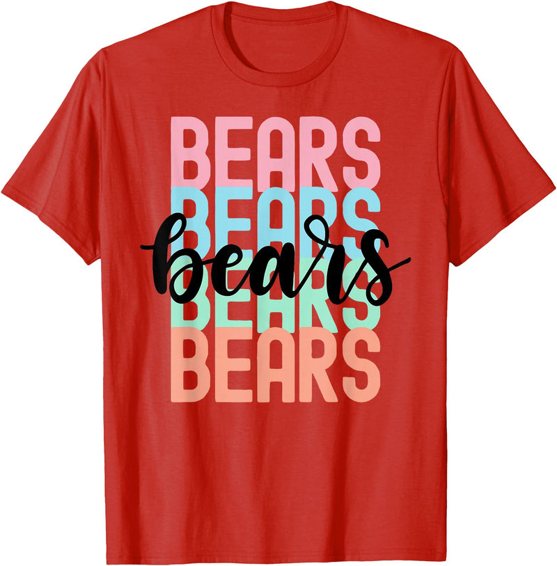 Game Day School Mascot Designs by Mela Bears Team Mascot School Spirit Game Night T-Shirt - Red