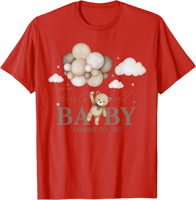 Cute Bearly Wait Baby Shower Bear Matching Family Granny We Can Bearly Wait Baby Shower Bear Family Matching T-Shirt - Red