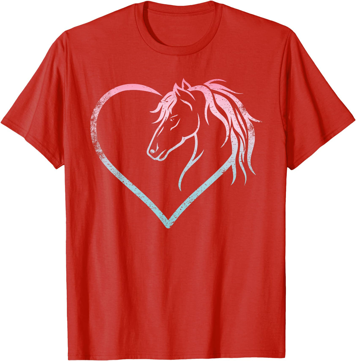Horse Girl Designs Women I Love My Horses Riding Heart With Horse Head For Horseback Riding Horse T-Shirt - Red