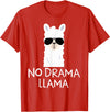 No Drama No Pob-Llama Alpaca Gifts No Drama Llama Alpaca with Sunglasses Llama Lovers Gift T-Shirt - Red