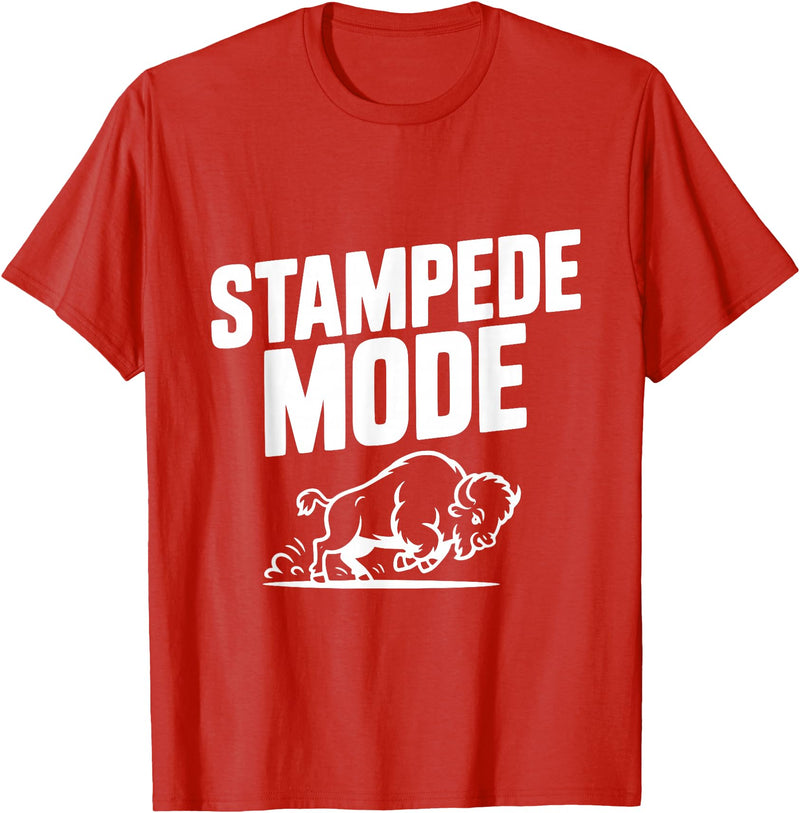 Fraxoweb Stampede Mode Buffalo for Animal Lovers T-Shirt - Red