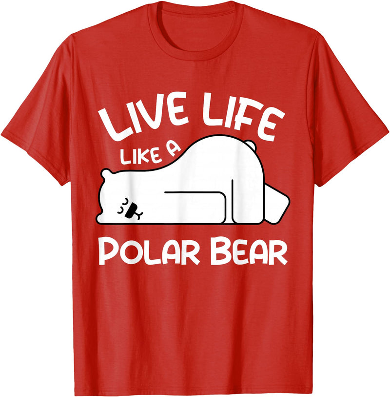 Kids Polar Bear Design Kids Polar Bear Stuff | Live Life Like a Polar Bear T-Shirt - Red