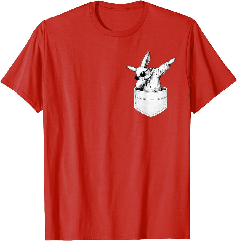 Easter Day Bunny in Pocket Cool Rabbit Men Women Kids T-Shirt in Red