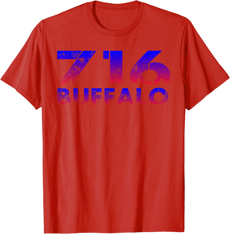 716 Tee's 716 Buffalo Skyline WNY pride T-Shirt - Red