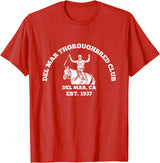 NANKANDOIT Del Mar Racetrack Horse Racing Breeders Del Mar Horse Racing California Race Track Thoroughbred Club T-Shirt - Red