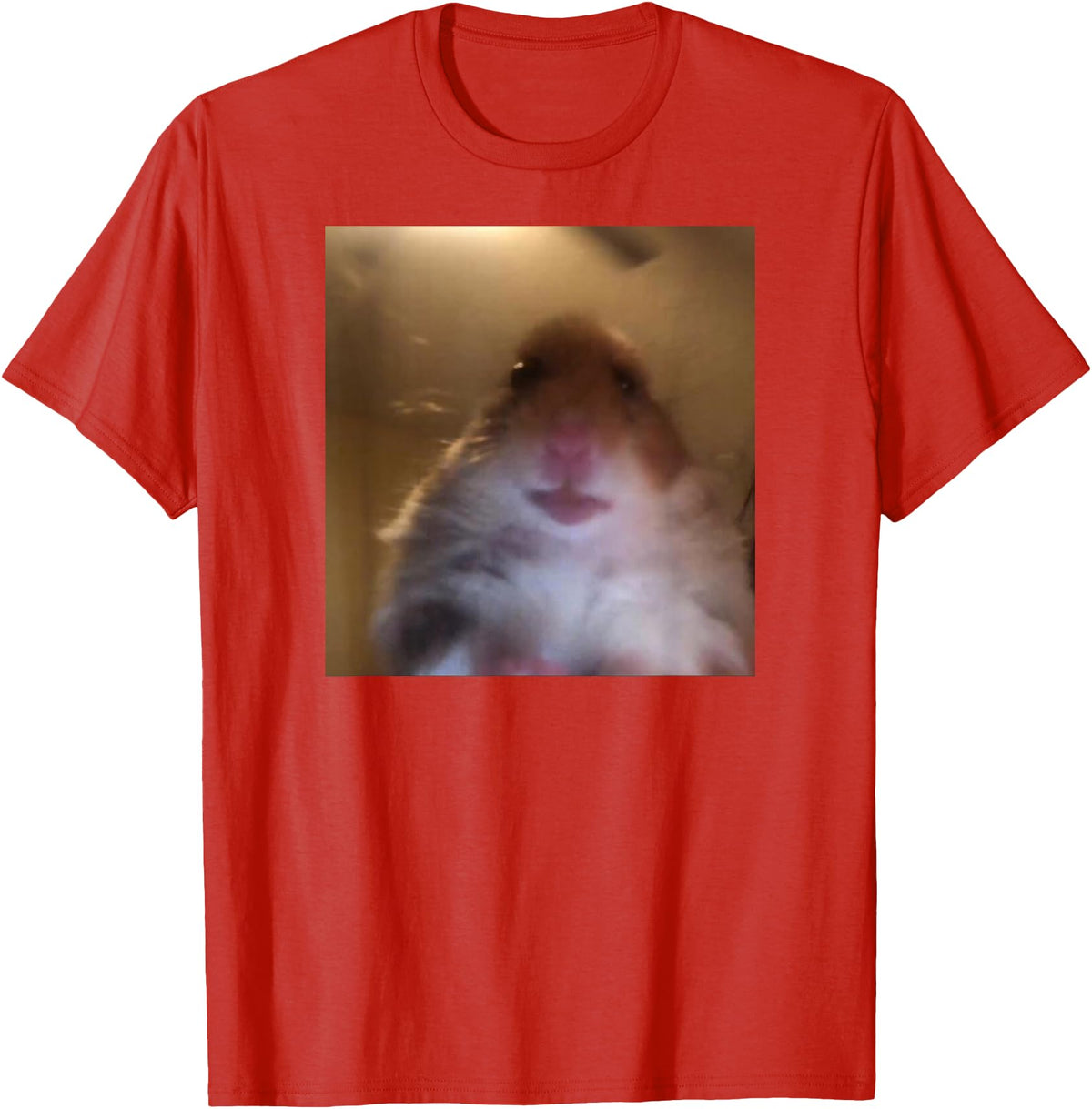 Hamster stares into the front camera I Internet Hamster Meme T-Shirt - Red
