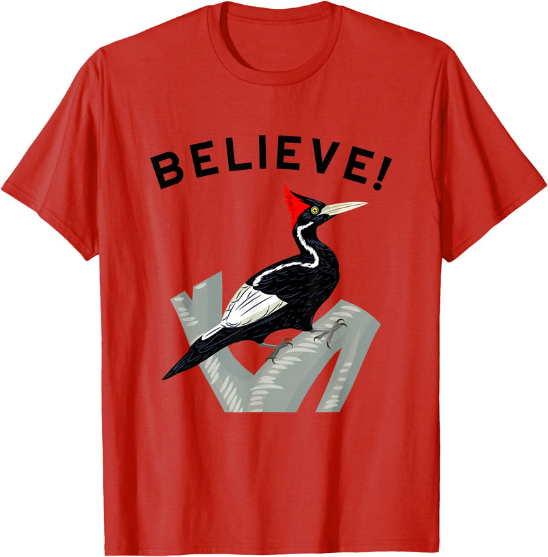 Birdwatching Gifts for Birders Endangered Ivory-Billed Woodpecker T-Shirt - Red