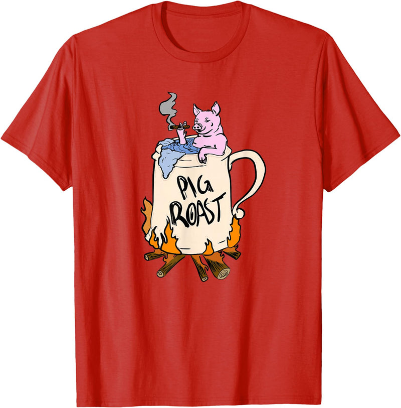 Funny animal pig roast party clothing and apparel Funny Pig Spit Roast BBQ Party Grill Master Gift T-Shirt - Red