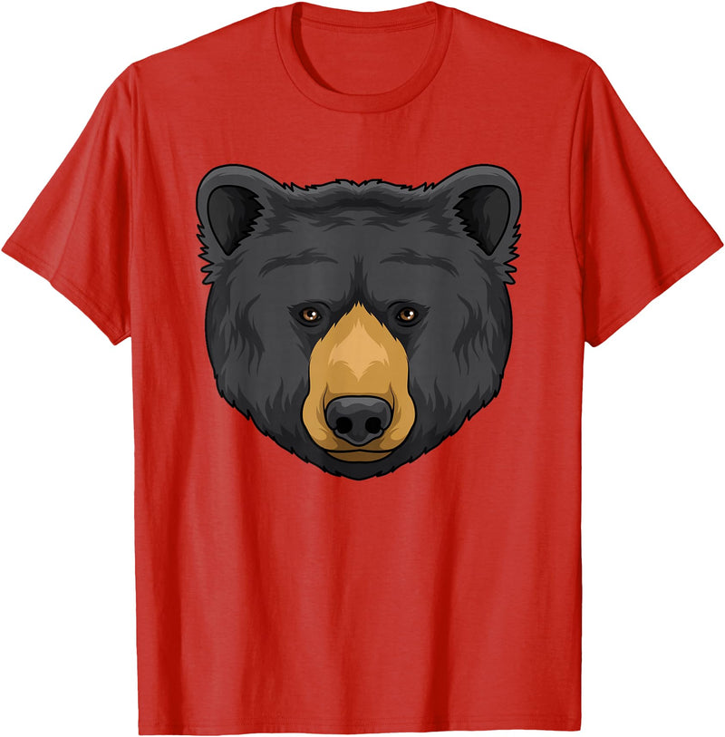 Wowsome! Black Bear Animal Head - Cute Black Bear Lover Women Men T-Shirt - Red