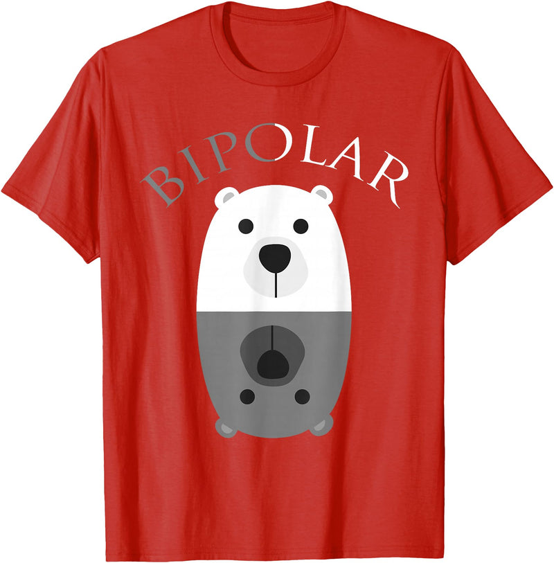 Cool I Love Polar Bears With Bipolar T-shirts Bipolar Shirt | Cute Mental Disorder Polar Bear Tee Gift T-Shirt - Red