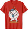 Adorable Polar Bear Baseball Theme Design Cute Polar Bear Playing Baseball Design Adorable Baseball T-Shirt - Red
