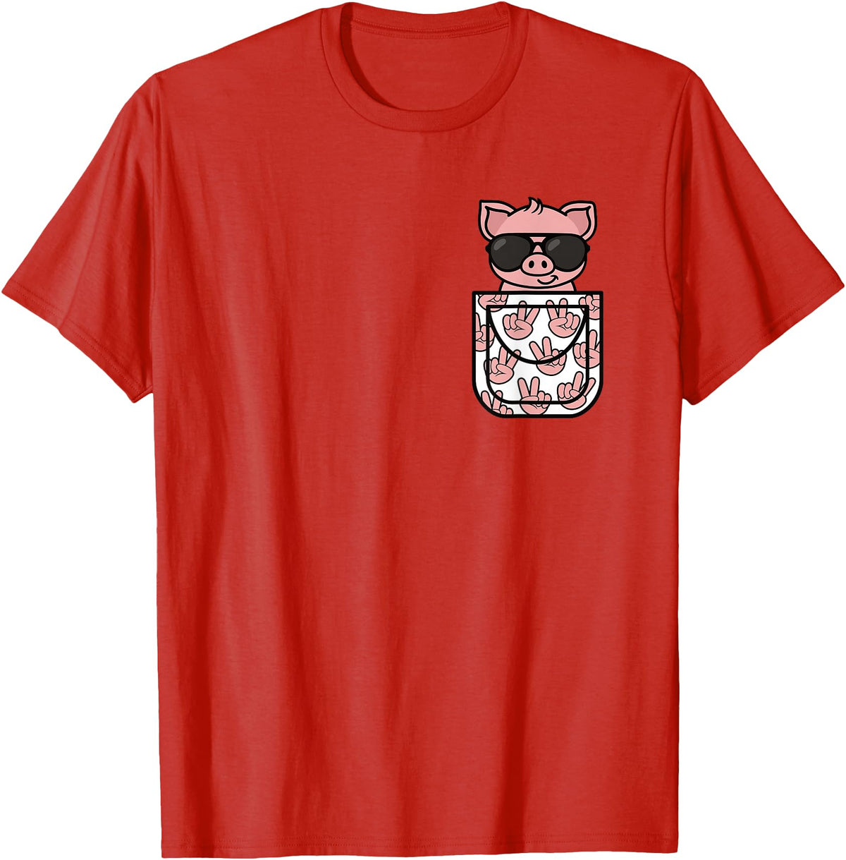 KATYLIN Funny Pig Pocket Pig Lover Men Women Boys Girls Kids T-Shirt - Red