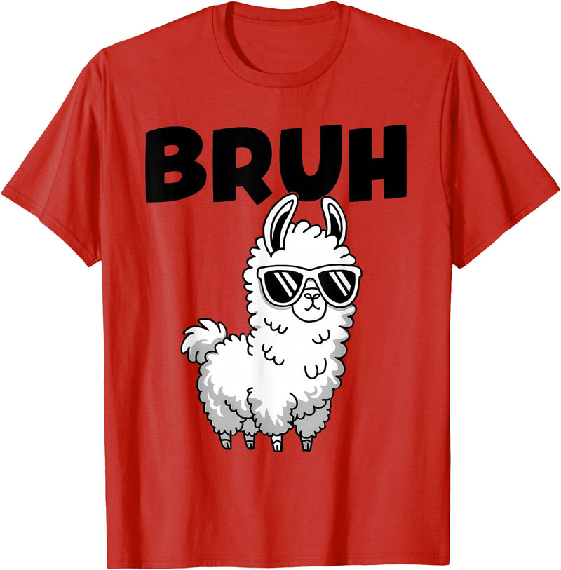 Bruh Llama Sunglasses by LazyPanda Bruh Llama Funny Alpaca Llama Boys Kids Girls Trendy Graphic T-Shirt - Red