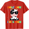 Holy Cow I'm Two 6 6th Birthday Boy Girl Kids Holy Cow I'm Two 6 Years Old 6th Birthday Boy Girl T-Shirt - Red