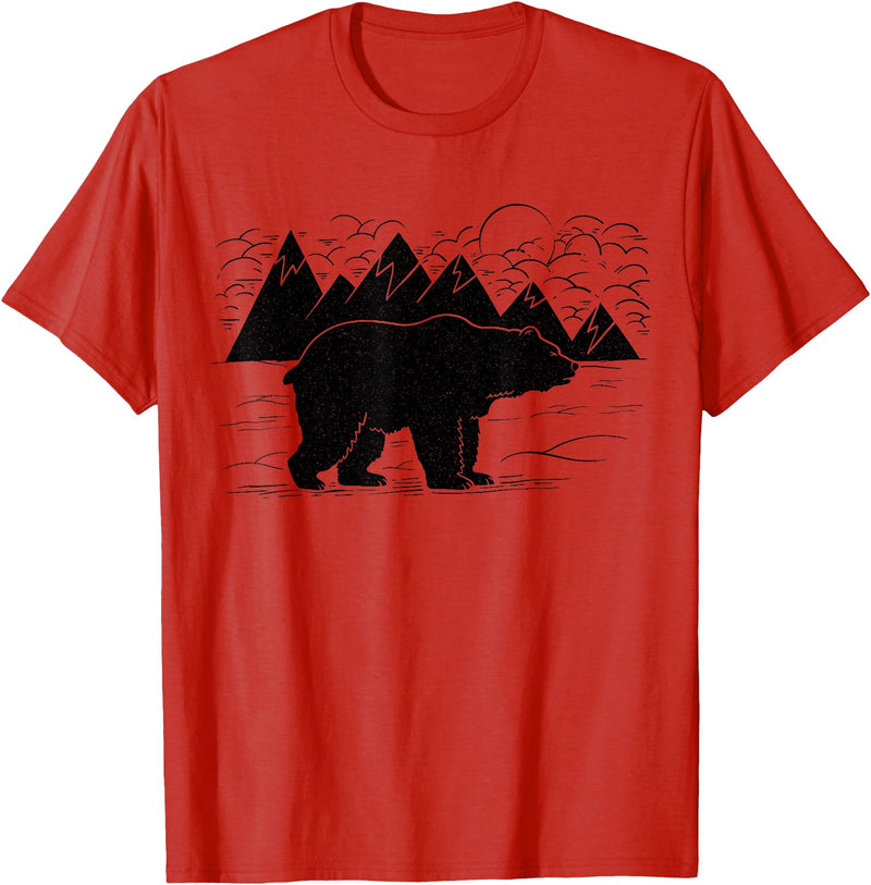 Black Bear Wildlife Animal Wilderness Graphic T-Shirt - Red