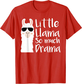 Mommy & Me Llama Co. Little Llama So much Drama Cool Kids Matching Family T-Shirt - Red
