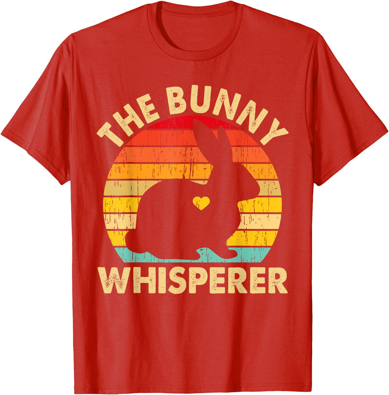 Vintage Bunny Lover Pet Bunny Owner Bunny Whisperer T-Shirt in Red