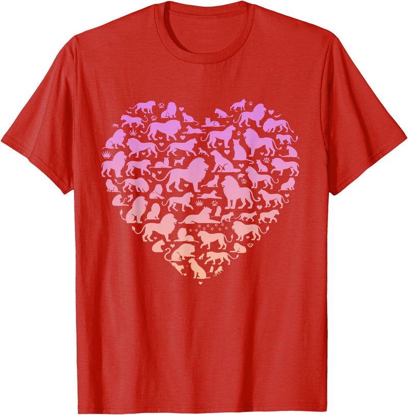 Girls Lion Design Silhouette Lions Design for Lion Lover | Girls Lion T-Shirt - Red