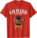 Hamster Deadlift Training Funny Cute Rat Weightlifting Meme T-Shirt - Red