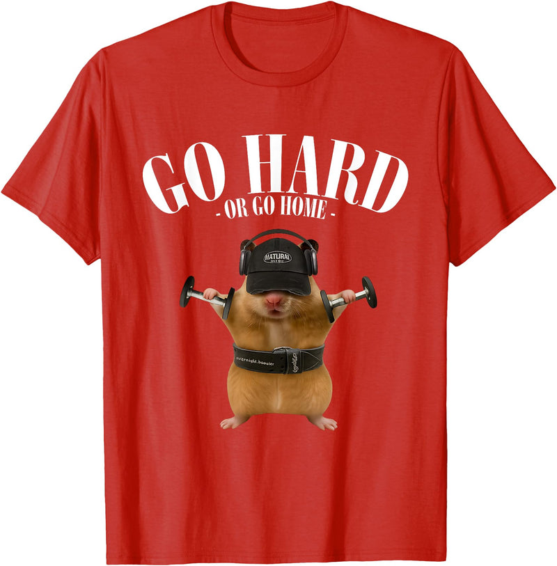 Hamster Deadlift Training Funny Cute Rat Weightlifting Meme T-Shirt - Red
