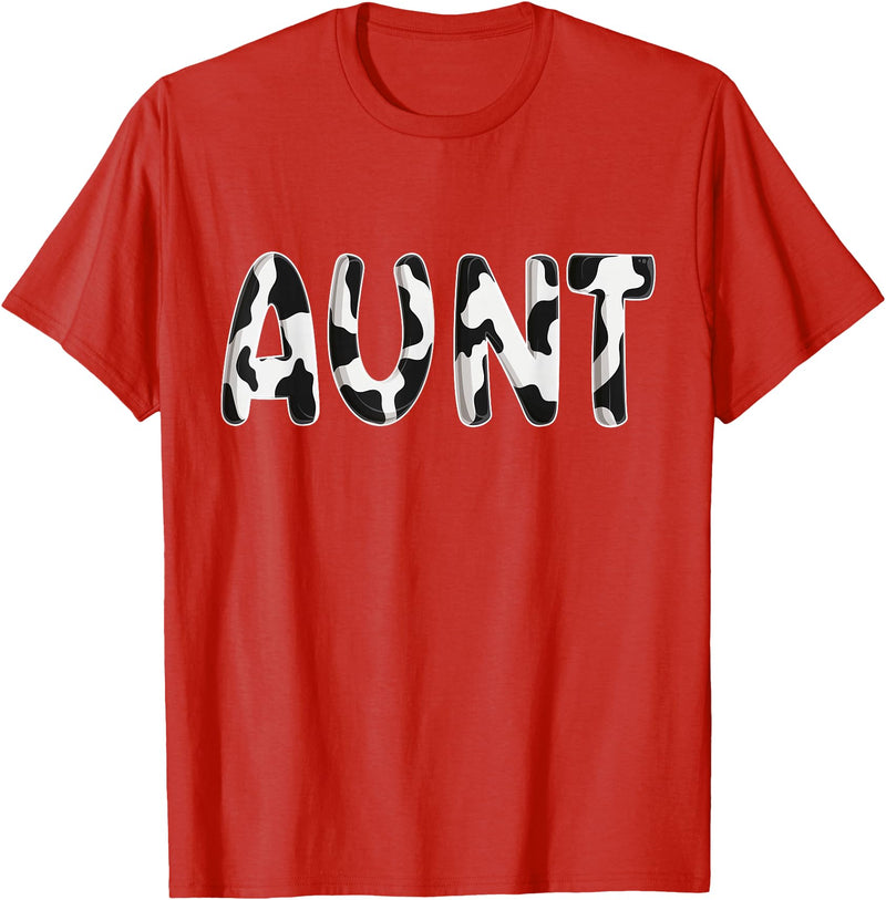 Cow Pattern Print Family Matching Birthday Shirts Cow Aunt Birthday Family Matching Mothers Day Boy Girl Farm T-Shirt - Red