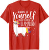 Llamacorn Clothing Always be a Llamacorn T Shirt | Fantasy Magic Llama Unicorn T-Shirt - Red
