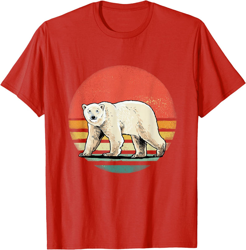 Wowsome! Vintage Polar Bear Tshirt Retro Arctic Animal Bear Lover T-Shirt - Red