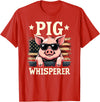 Patriotic 4th Of July Pig Farmer Farming Tees US Flag Hog Farmer Pig Whisperer T-Shirt - Red