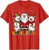 Christmas Polar Bear Santa Elf Reindeer Holiday Cute Christmas Polar Bears in Santa Elf and Reindeer Costume T-Shirt - Red