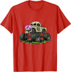 Funny Monster Truck Horror Gift Idea Skeleton Drip Monster Truck Skull Bones Creepy Halloween T-Shirt - Red