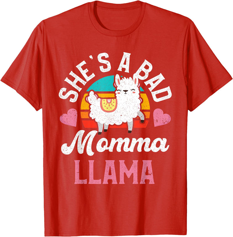 LLama Squad Shirts and Gifts Vintage Momma Llama Mom Farm Animal Llama Lover T-Shirt - Red