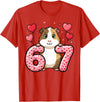 Guinea pig 67 Meme Valentines Cute 67 Heart Guinea Pig Love T-Shirt - Red
