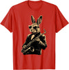 Cute Rabbit Bunny Playing Saxophone Rabbits Musician Music T-Shirt in Red