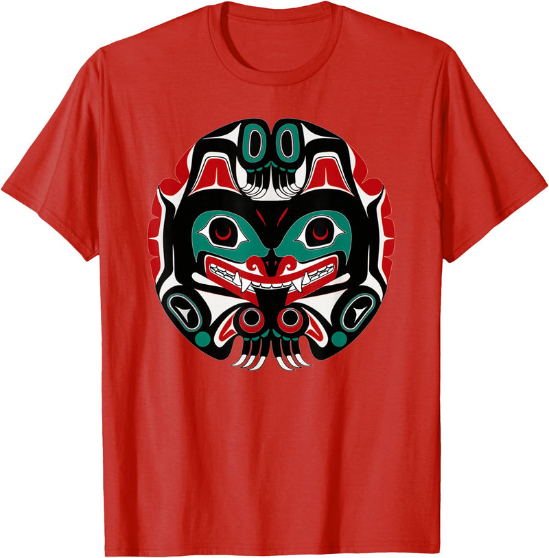 Tribal America Alaska Native American Art Tlingit Eagle Tribal Bear Clan T-Shirt - Red