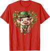 Irish Pig Lover St. Paddy’s Day Funny St. Patrick’s Day Pig Lucky Shamrock Irish Farm T-Shirt - Red
