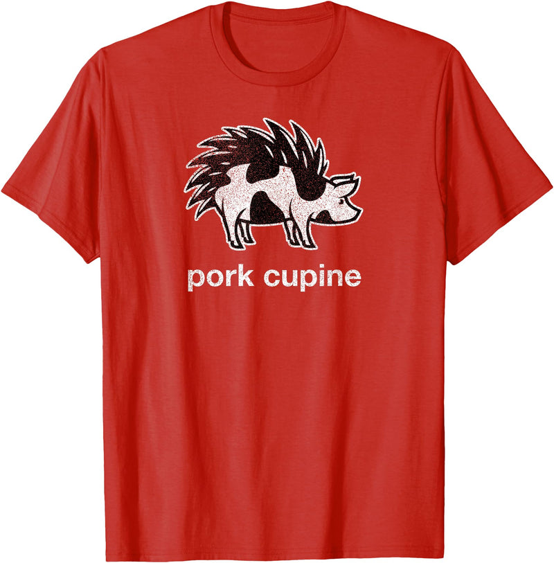 Pork Cupine Shirts Funny Pork-Cupine Shirt - Porcupine and Pig Tee T-Shirt - Red