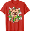 Weed Lover Gifts Funny Pot Smoker Gifts Pig Lover Pig Smoking Joint Holding Weed Bong Pig Marijuana T-Shirt - Red