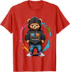 The Big Teddy Bear Crew Teddy Bear Gangster in Hip Hop Street Clothes T-Shirt - Red