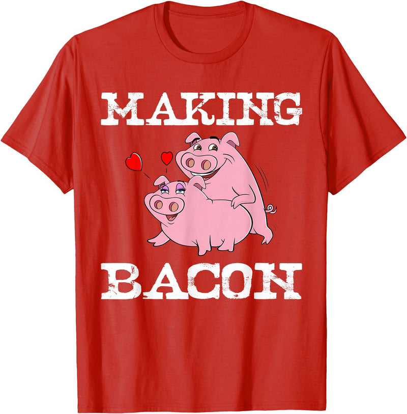 Funny Bacon Tee Gifts for Men Women Funny Pigs Making Bacon Tee Cute Pork Breakfast Tee Women T-Shirt - Red