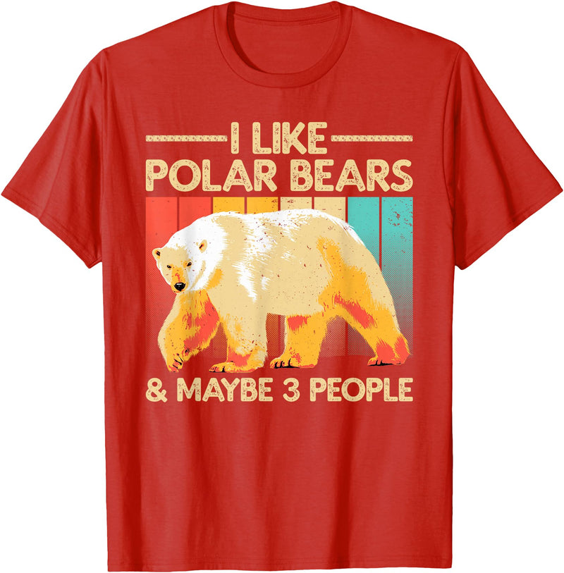 Polar Bear Gift Polar Bear Accessories & Stuff Cute Polar Bear Design For Men Women Kids Polar Bear Lover T-Shirt - Red