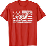 horse racing gifts Harness racing american flag, horse harness racing T-Shirt - Red