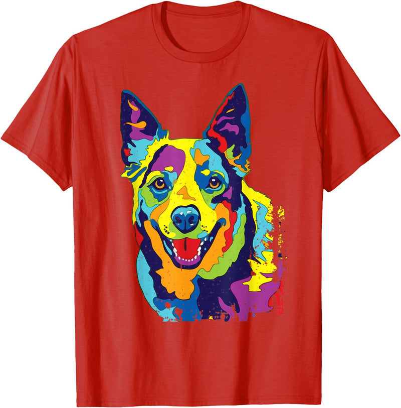 Funny Dog Lover Shirts Cattle Dog Shirt Funny Australian Cattle Dog Pop-Art Shirt T-Shirt - Red