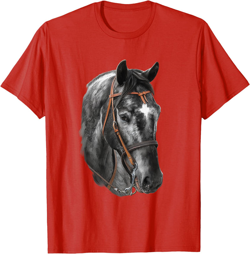 Horse Craze Tees Happy Vibes Black Horse Side View T-Shirt - Red