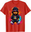 Hip Hop Teddy Bear Aesthetic Wear Co. Hip Hop Bear Colorful Teddy Bear With Hoodie Baseball Cap T-Shirt - Red