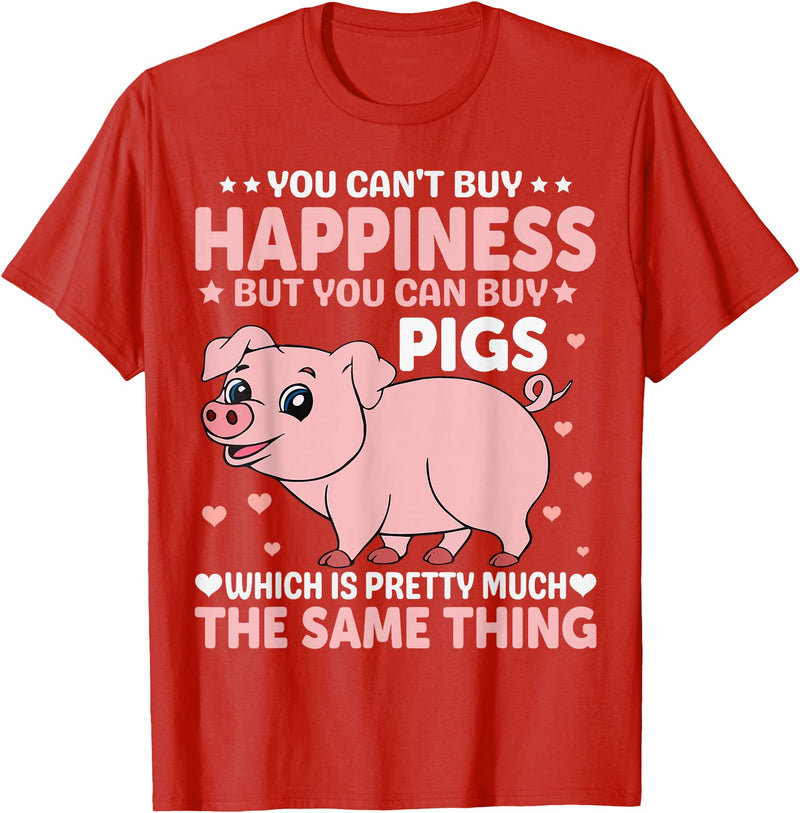 Funny Pig Farm Piggy Farmer Farming Gifts DAIMMER You Can't Buy Happiness But You Can Buy Pigs Which Is Pretty T-Shirt - Red