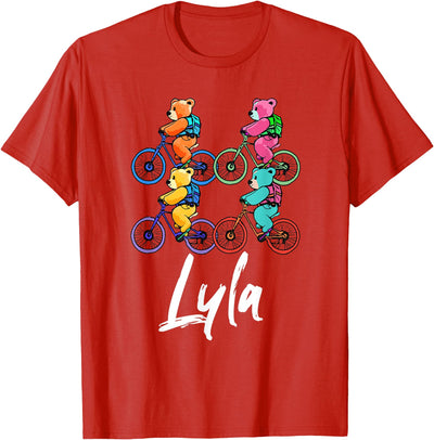 Lyla Cute Teddy Bears And Bikes Bicycle Design T-Shirt