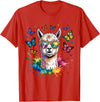 Funny Llama Lover Graphics Cute Llama with Sunglasses Animal Art Graphic Funny Alpaca T-Shirt - Red