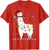 Christmas Llama Santa Hat Ugly Xmas Tee Christmas Llama Santa Hat Ugly Xmas Tree Alpaca Gift T-Shirt - Red